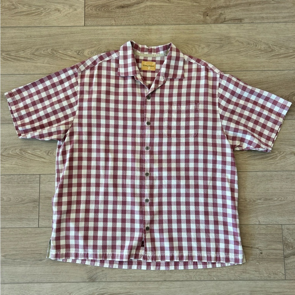 Tommy Bahama Burgundy and White Checkered Shirt